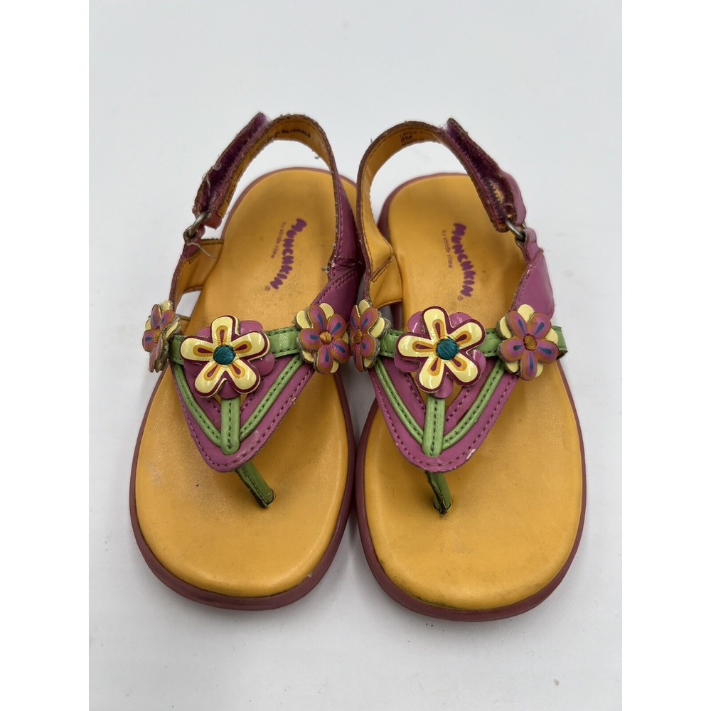 Stride‎ Rite Hook and loop Munchkin Toddler 8m Girls Sandal Pink Floral Accent